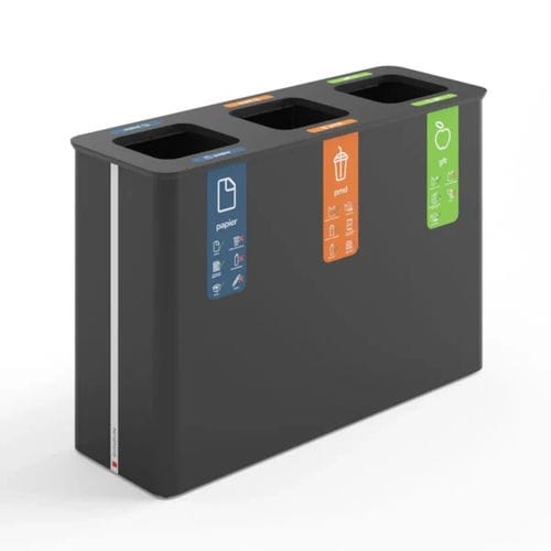 Portarifiuti pubblico - Globular 90×3 - BINBINgroup - in acciaio con rivestimento a polvere / in bambù / senza coperchio