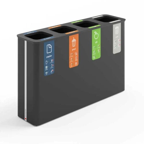 Portarifiuti pubblico - Globular 60×4 - BINBINgroup - per raccolta differenziata / in acciaio con rivestimento a polvere / in bambù