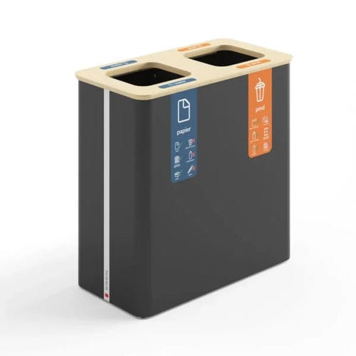 Portarifiuti pubblico - Globular 90×2 - BINBINgroup - per raccolta differenziata / in acciaio con rivestimento a polvere / in bambù