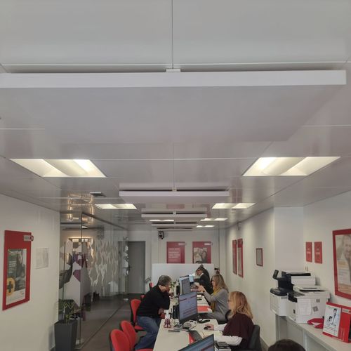 Pannello acustico per soffitto - PUBLIC SERVICE - Smartfox - in legno / in tessuto / rettangolare