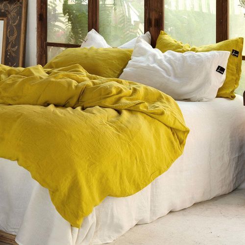 Copripiumino in lino - MUSTARD - dELENZO LINEN FROM EUROPE S.L - a tinta unita