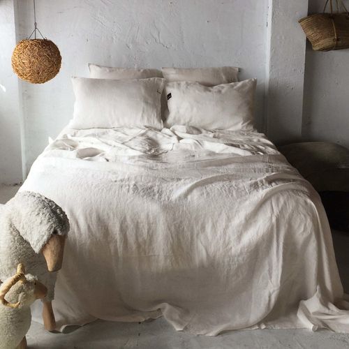 Lenzuolo in lino - PEARL WHITE TOP - dELENZO LINEN FROM EUROPE S.L - lavabile / ricamato