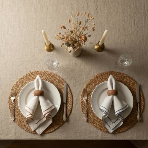 Tovagliolo da cena - WITH MIXED HEMSTITCHES - dELENZO LINEN FROM EUROPE S.L - in lino / da cocktail / a tinta unita