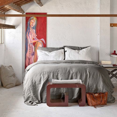 Coordinato letto in lino - STONE - dELENZO LINEN FROM EUROPE S.L