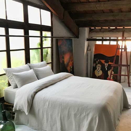 Coordinato letto in lino - COMPLETE SET OF WHITE CLOUD - dELENZO LINEN FROM EUROPE S.L