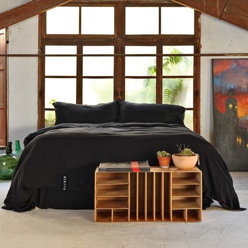Coordinato letto in lino - COMPLETE SET BLACK - dELENZO LINEN FROM EUROPE S.L