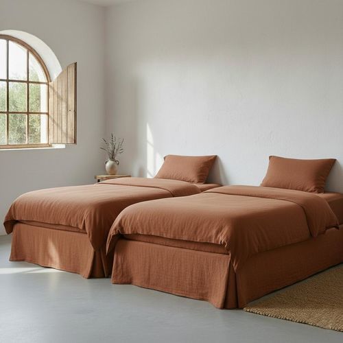 Coordinato letto in lino - TERRACOTTA - dELENZO LINEN FROM EUROPE S.L