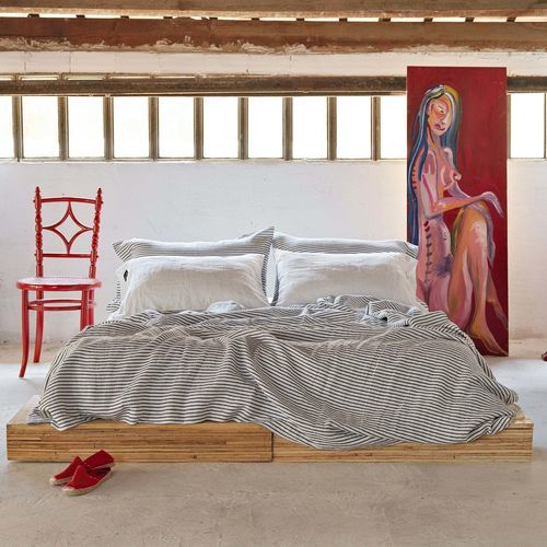 Coordinato letto in lino - SAILOR BLUE - dELENZO LINEN FROM EUROPE S.L