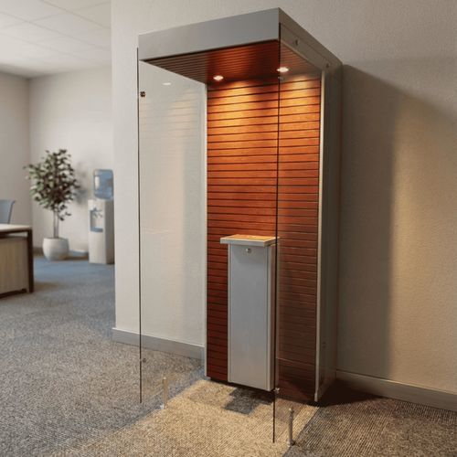 Cabina fumatori da interno - SMOKE SOLUTION SP110/ONE - Longhi Air - con filtro HEPA / aperta
