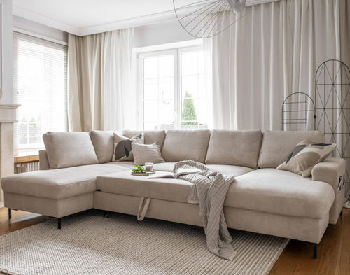 Divano d'angolo - LILLY : 1074BEI - Best Mobilier - letto / contemporaneo / in velluto