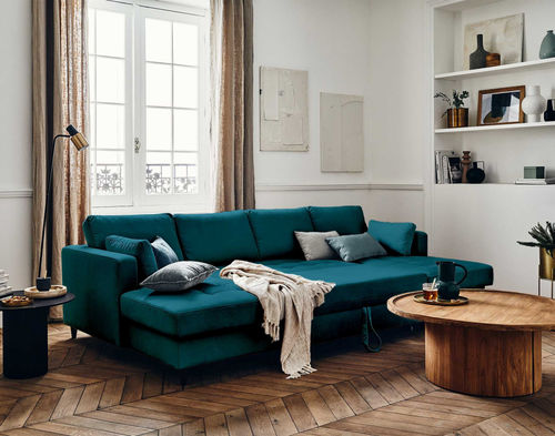 Divano modulare - ANNA: 1231BC - Best Mobilier - contemporaneo / in velluto / con braccioli