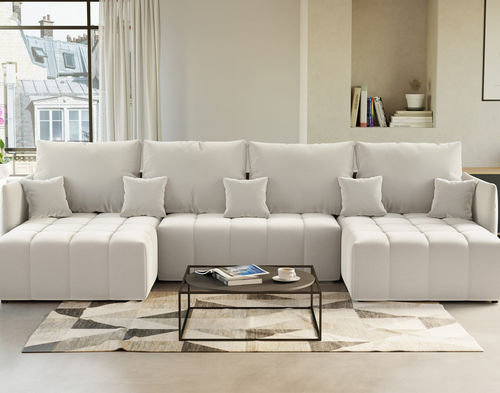 Divano letto - PETRA : 1260BEI - Best Mobilier - a semicerchio / contemporaneo / in velluto