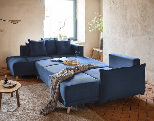 Divano d'angolo - LENA : 1509B - Best Mobilier - contemporaneo / in velluto / con braccioli