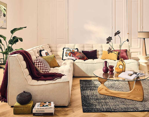 Divano modulare - ELLIE: 2944BEI - Best Mobilier - contemporaneo / in velluto / senza braccioli
