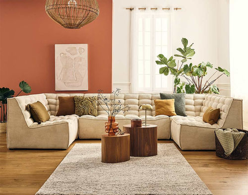 Divano modulare - ELLIE: 2945BEI - Best Mobilier - contemporaneo / in velluto / senza braccioli