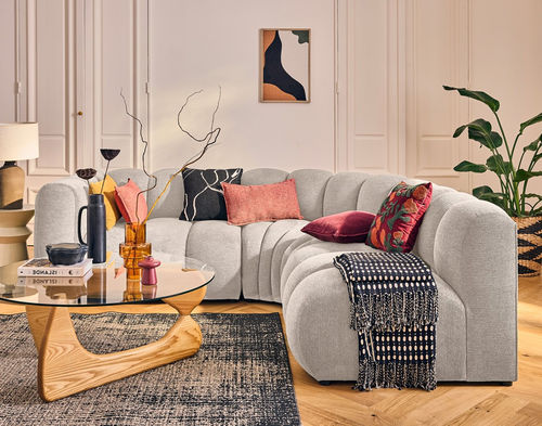 Divano modulare - DEBBIE: 2953BEI - Best Mobilier - contemporaneo / in tessuto / con braccioli