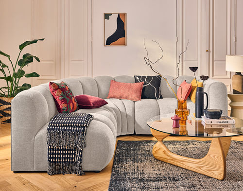 Divano modulare - DEBBIE: 2954BEI - Best Mobilier - contemporaneo / in tessuto / con braccioli