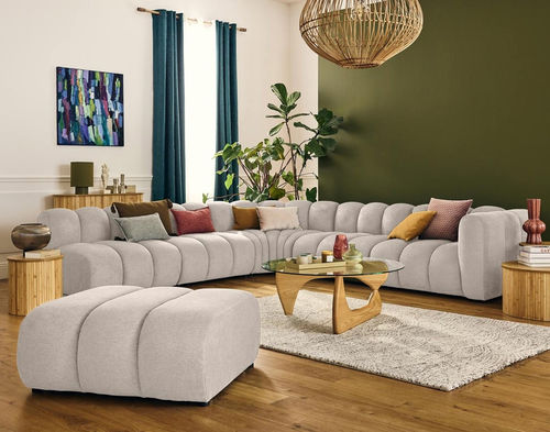 Divano modulare - DEBBIE: 2956BEI - Best Mobilier - contemporaneo / in tessuto / con braccioli