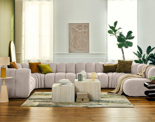 Divano modulare - DEBBIE: 2957BEI - Best Mobilier - contemporaneo / in tessuto / con braccioli