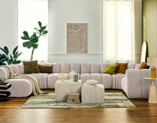 Divano modulare - DEBBIE: 2958BEI - Best Mobilier - contemporaneo / in tessuto / con braccioli