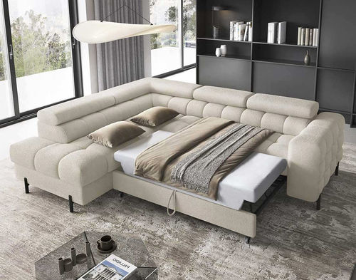 Divano d'angolo - ELISA: 2977BEI - Best Mobilier - letto / contemporaneo / in tessuto