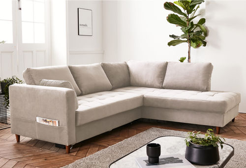 Divano d'angolo - ANNA: 822BEI - Best Mobilier - letto / contemporaneo / in velluto