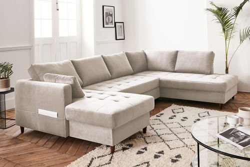 Divano d'angolo - ANNA: 824BEI - Best Mobilier - letto / contemporaneo / in velluto