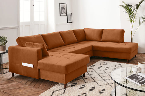 Divano d'angolo - ANNA: 824RO - Best Mobilier - letto / contemporaneo / in velluto