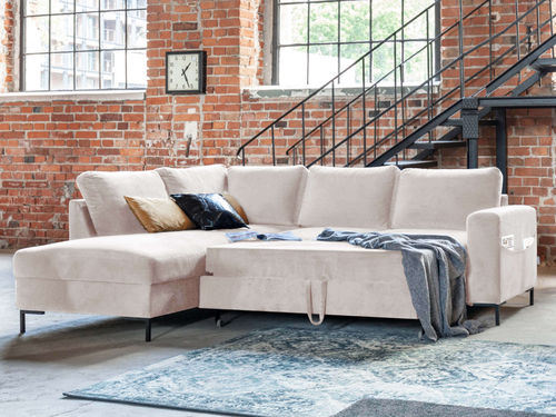 Divano d'angolo - LILLY : 1066BEI - Best Mobilier - letto / contemporaneo / in velluto