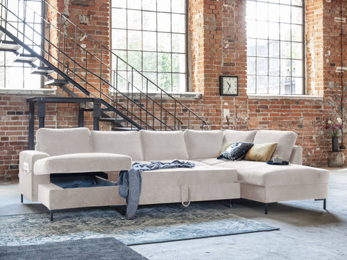 Divano d'angolo - LILLY : 1067BEI - Best Mobilier - letto / a semicerchio / contemporaneo
