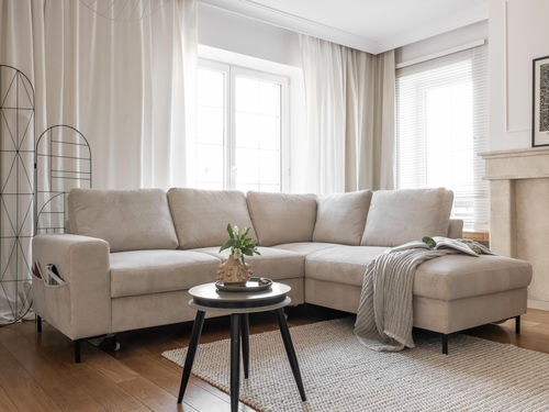 Divano d'angolo - LILLY : 1071BEI - Best Mobilier - letto / contemporaneo / in velluto