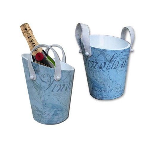 Secchiello per champagne in pelle - WINE-02 - Beyond Menus - in resina / per hotel / blu