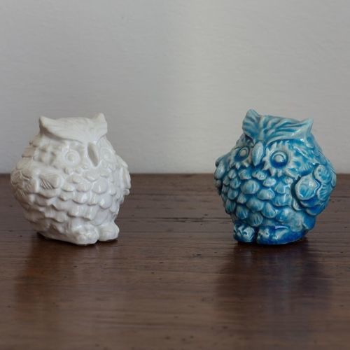 Scultura in legno - Gufo  - cestenoli srl - in ceramica smaltata / fatta a mano / Made in Italy