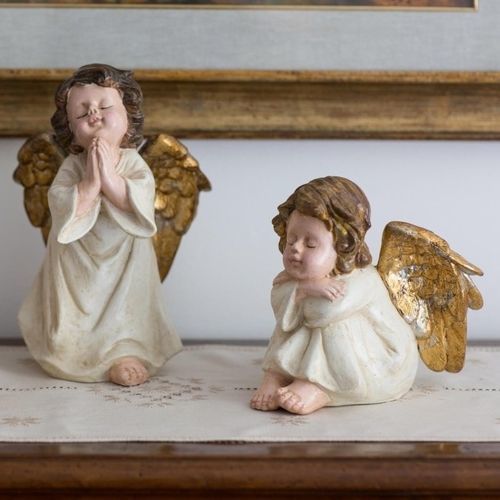 Scultura in ceramica - Angeli  - cestenoli srl - fatta a mano / Made in Italy / da appoggio