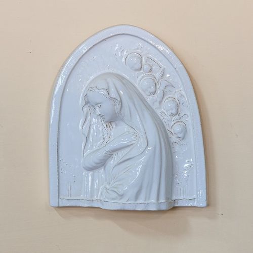 Scultura in ceramica smaltata - Madonna  - cestenoli srl - fatta a mano / Made in Italy / a muro