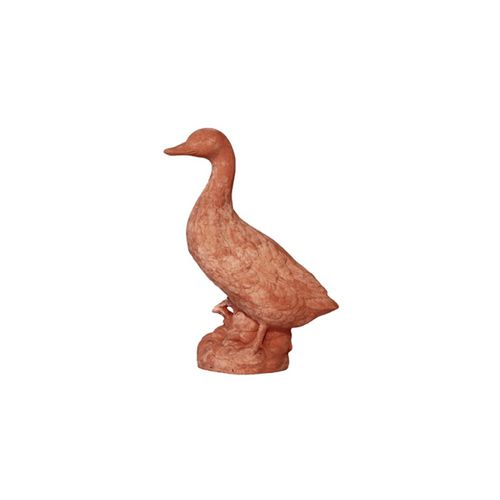 Scultura in terracotta - Papera sul Tronco - cestenoli srl - da esterno / fatta a mano / da giardino