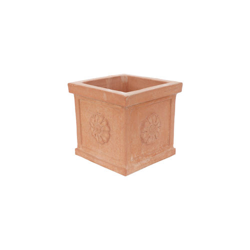 Vaso da giardino in terracotta - Cubo con Rosetta  - cestenoli srl - quadrato / per uso residenziale