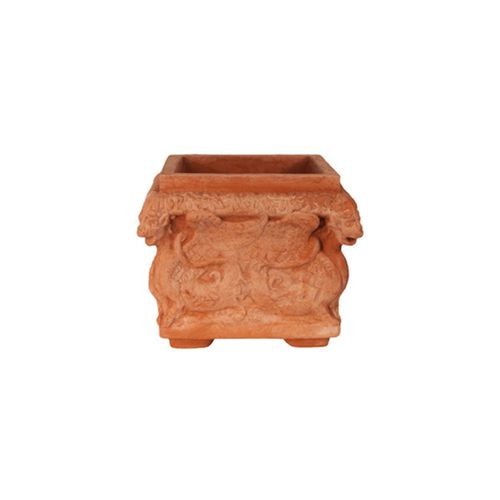 Fioriera in terracotta - con Draghi - cestenoli srl - quadrata / fatta a mano / classica