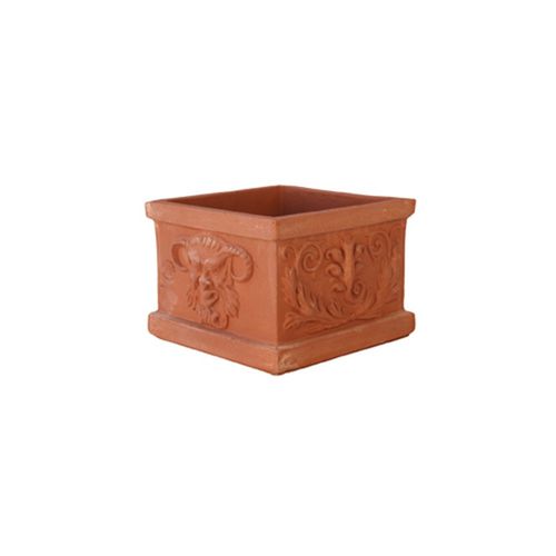 Fioriera in terracotta - con Maschere - cestenoli srl - quadrata / fatta a mano / classica