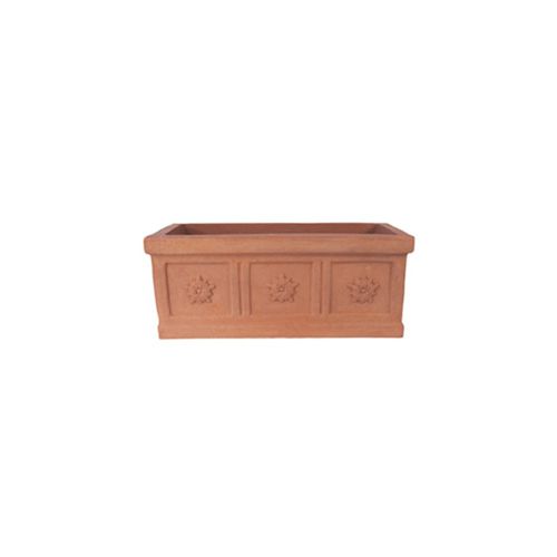 Fioriera in terracotta - con Rosette - cestenoli srl - rettangolare / fatta a mano / classica