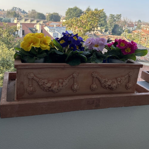 Fioriera in terracotta - con Doppio Festone Impruneta - cestenoli srl - rettangolare / fatta a mano / classica