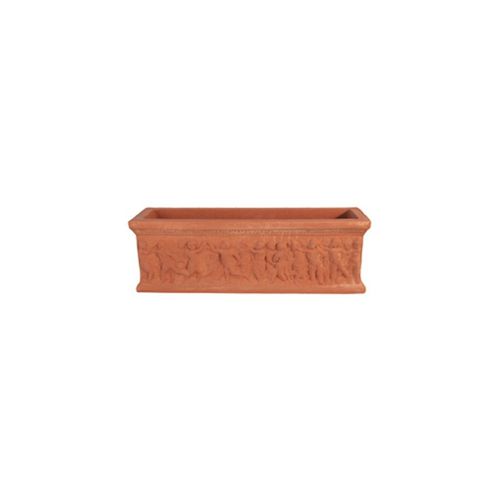 Fioriera in terracotta - con putti - cestenoli srl - rettangolare / fatta a mano / classica