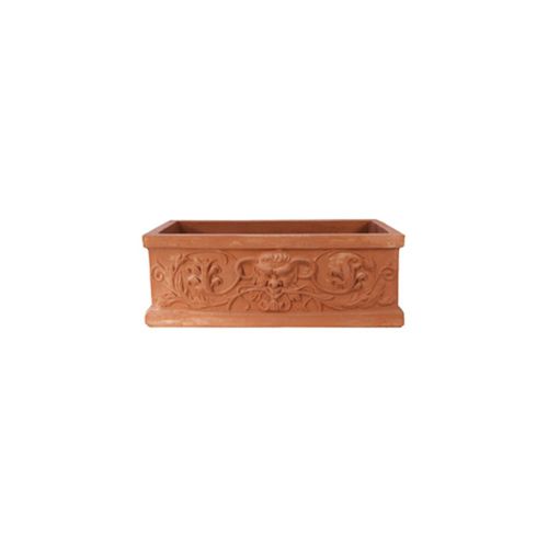 Fioriera in terracotta - con maschere - cestenoli srl - rettangolare / fatta a mano / classica
