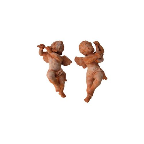 Scultura in terracotta - Angelo con mandolino - cestenoli srl - da esterno / fatta a mano / Made in Italy
