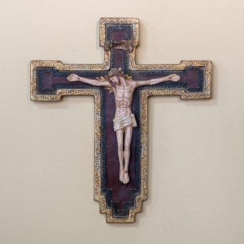 Scultura in ceramica - Crocifisso Bizantino Piccolo - cestenoli srl - fatta a mano / Made in Italy / a muro