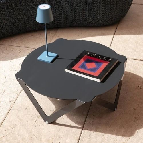 Tavolino basso contemporaneo - Vuvu - WOW ITALY - in alluminio / con supporto in alluminio / rotondo