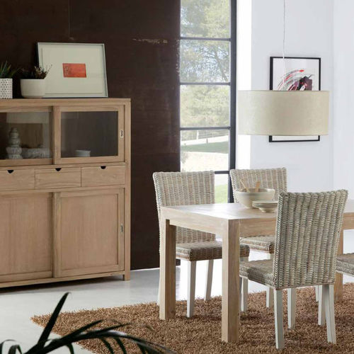 Credenza con alzata classica - 931130-PAT - BAMBO BLAU - in legno / in vetro