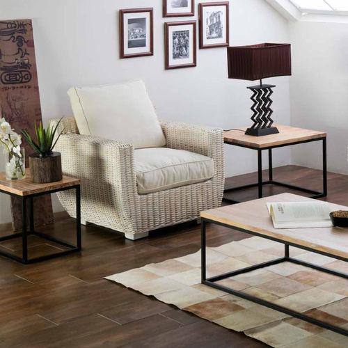 Poltrona contemporanea - 920105-BLA - BAMBO BLAU - in tessuto / in rattan / con cuscino rimovibile