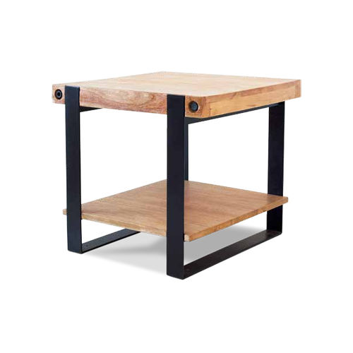 Tavolo d'appoggio in stile rustico - 941016-PAT - BAMBO BLAU - in legno / con supporto in metallo / quadrato