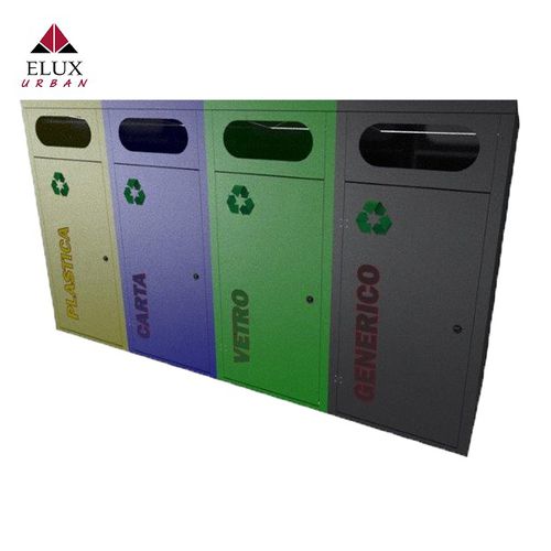 Portarifiuti pubblico - ECO 685 - Elux srl - con fissaggio a terra / in acciaio galvanizzato / in acciaio con rivestimento a polvere